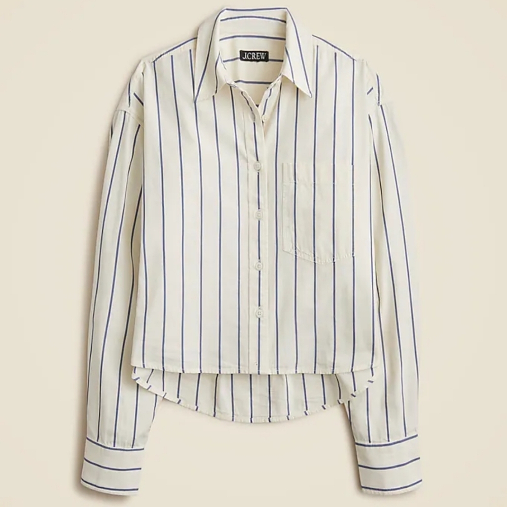 J. Crew Étienne Cropped Button-up Shirt - Blue / Cream Stripe